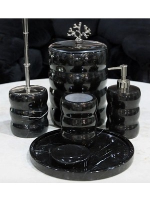 Ege Gross Dekoratif Mermer Tırtıklı 6 Li Banyo Seti Takımı