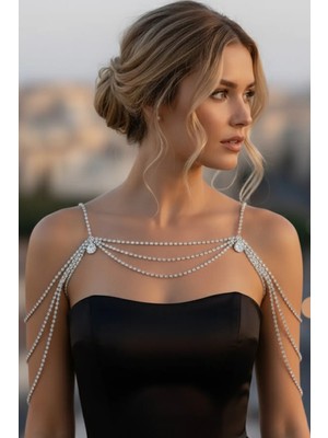 Caş Dekorasyon Gümüş Renk Taşlı Vücut Aksesuarı