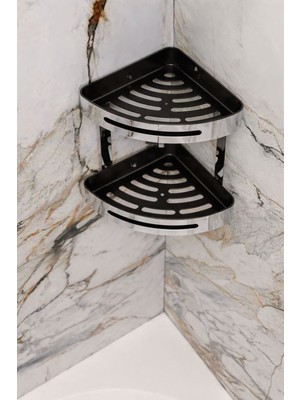 Viya Banyo Köşe Rafı Ikili Paslanmaz Çelik