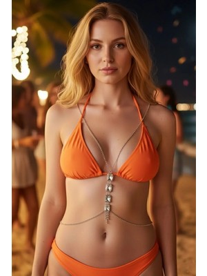 Caş Dekorasyon Gümüş Renk Taşlı Vücut Aksesuarı