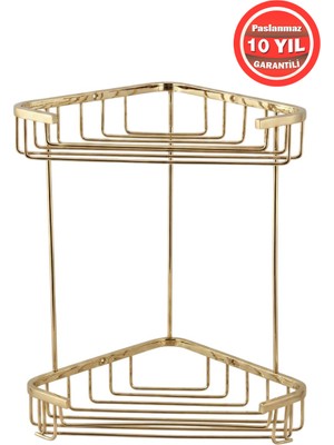 Paslanmaz Pirinç 2'li 18X18CM  Şampuanlık Banyo Rafı