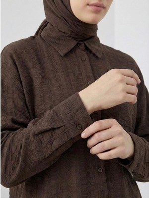 Foremia Geniş Raporlu Jakar Keten Tunik-Kahve -