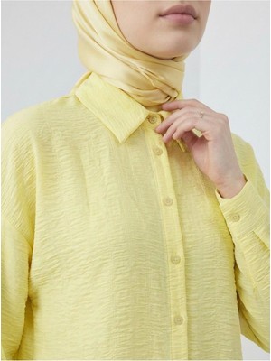 Foremia Geniş Raporlu Jakar Keten Tunik-Sarı -
