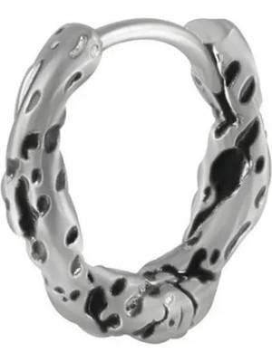 Jaida Moda Unisex Gri Burgu Noktalı Gotik Çelik Halka Küpe