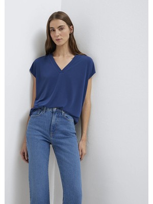Mavi Lux Touch (Tencel™) V Yaka Lacivert Modal Tişört 1612250-70491