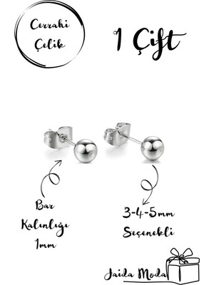 Jaida Moda Unisex Top Uçlu Cerrahi Çelik Çivi Küpe