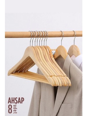 Creatividad Solutions Elbise Askısı Natural Ahşap 8 Adet  720177