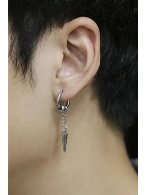 Jaida Moda Unisex 316L Cerrahi Çelik Top Aksesuarlı Spayk Model Sallantılı Halka Küpe