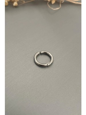 Jaida Moda Unisex Gri Sıkıştırmalı Deliksiz Çelik Halka Küpe 10MM