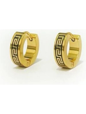 Jaida Moda Kadın Gold Çizgi Detaylı Cerrahi Çelik Kararmaz Halka Küpe