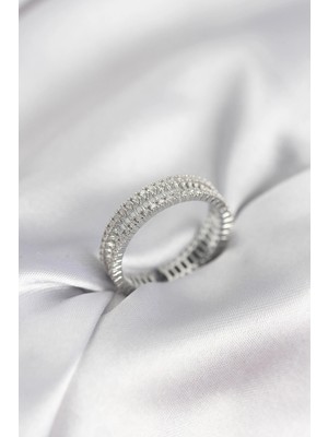 Luz&Pos Gümüş Renk Minimal Zirkon Taşlı Kadın Yüzük