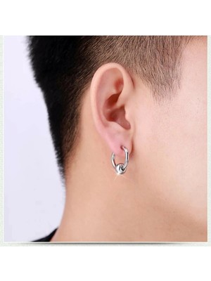 Jaida Moda Unisex Gümüş 316L Cerrahi Çelik Spor Halka Küpe 1 Adet