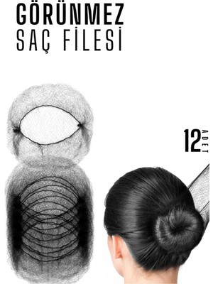 Creatividad Solutions Saç Topuz Filesi Topuz Sabitleyici File Eastik Topuz Ağı Hostes Saç Filesi Siyah 12'li 720098