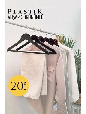 Creatividad Solutions Ahşap Görünüm Plastik Askı 20 Adet Siyah 720520