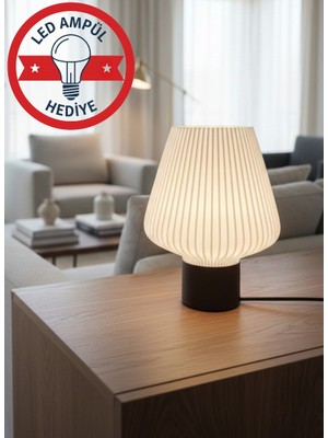 Prolaz Modern Dekoratif Abajur LED Ampül Hediyeli Başucu Masa Lambası 24X16 cm