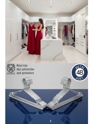 Creatividad Solutions 48'li Lüks Çelik Elbise Askısı - Iz Yapmayan Ince Tasarım Metal Kıyafet Düzenleyici (40CM) 722746