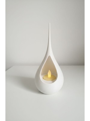 3D Tasarım Modern Damla LED Mum Ambalajlı Tealight Mumuluk - Minimalist Dekoratif Obje 17.5 cm
