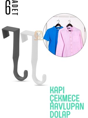 Creatividad Solutions Pratik Askı Dolap Çekmece Havlupan Kapı Askısı 6 Adet 720572