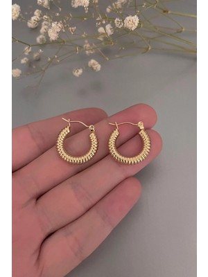 Jaida Moda Kadın Gold Ince Boru Model Çelik Halka Küpe