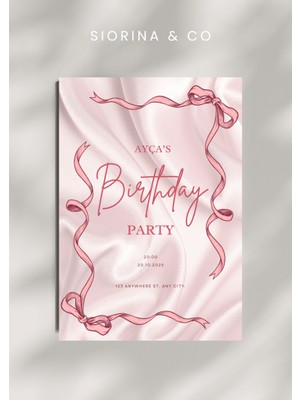 Siorina Events Doğum Günü, Birthday, Bride, Bridal Shower, Bachelorette Party Davetiye, Kart Kişiye Özel -5 Adet