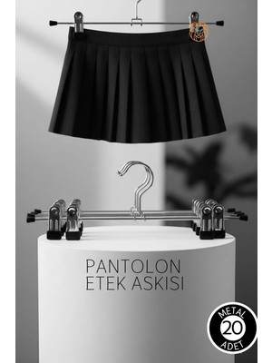 Creatividad Solutions Premium Metal Pantolon ve Etek Askısı 20'li Set - Ayarlanabilir Kaymaz Klipsli 40CM Organizer 720518