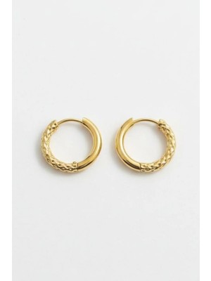 Jaida Moda Kadın Gold Yarım Desenli Çelik Halka Küpe | 2.5 mm Kalınlık – 12 mm Iç Çap