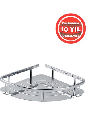Banyom Home Krom Paslanmaz Pirinç Marin 19X19 cm Şampuanlık Banyo Rafı