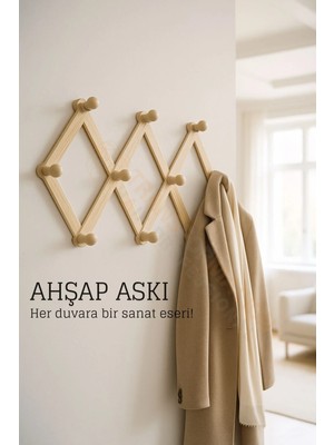 Creatividad Solutions Ahşap Akordeon Duvar Askısı - Dekoratif, Çok Amaçlı, 10 Kancalı Akıllı Askılık 722371