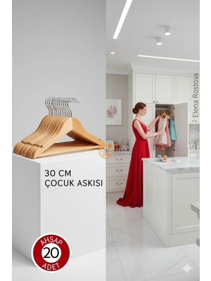 Creatividad Solutions 20'li Lüks Masif Ahşap Çocuk Askı Seti - Elena Rostova Stil Seçkisi - 30 cm 722711