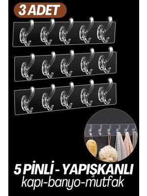 Creatividad Solutions 5 Pinli 3 Lü Set Yapışkanlı Askı Xenoty Design 718948