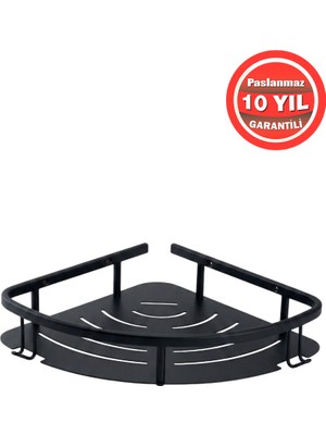 Clk Paslanmaz Pirinç Mat Siyah Marin 19X19 cm Şampuanlık Banyo Rafı