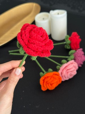 Elaa Aksesuar Solmayan Örgü Gül