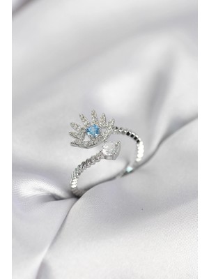 Luz&Pos Gümüş Renk Göz Model Zirkon Taşlı Kadın Yüzük