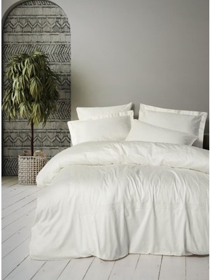 Subutu Nakışlı Çift Kişilik Saten Nev Takımı Luxe Ekru