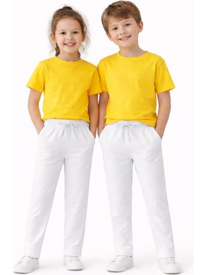 Konsept Erkek & Kız Çocuk Kırmızı ve Beyaz Pantolon %97 Pamuklu – 23 Nisan ve Özel Gün Kombini