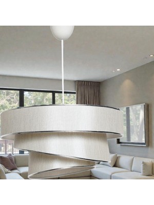 Elizim Home Lighting Pasta 3 Katlı Krem Abajur Sarkıt Avize