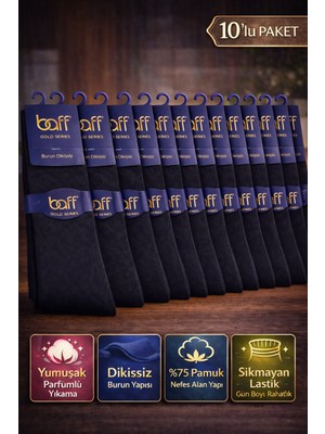 Baff Gold Pamuk 10'lu Siyah Erkek Çorap