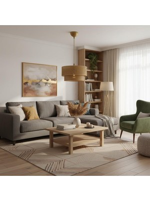 Elizim Home Lighting Hasır Görünümlü Lüx Abajur Sarkıt Avize