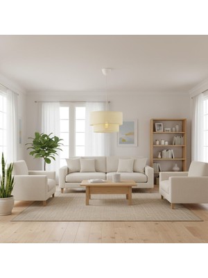 Elizim Home Lighting Hasır Görünümlü Lüx Abajur Sarkıt Avize