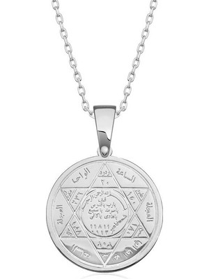 LTG Nova ​925 Ayar Gümüş Süleyman Mührü Gümüş Kolye T6312 (892)