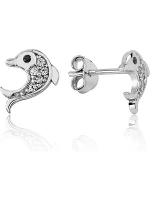 LTG Nova 925 Ayar Gümüş Yunus Balığı Çivili Küpe EA1160101 (892)