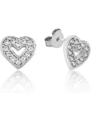 LTG Nova 925 Ayar Gümüş Beyaz Kalpli Çivili Küpe EA1160090 (892)