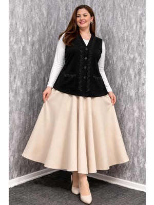 Modaplaza Kadın Taşlı Orlon Yelek