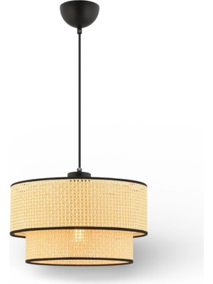 Elizim Home Lighting Hasır Görünümlü Lüx Abajur Sarkıt Avize