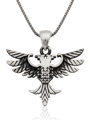 LTG Nova 925 Ayar Gümüş Çift Başlı Kartal Erkek Gümüş Kolye PT2610750 (892)