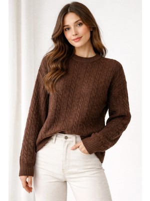 Modaplaza Kadın Saç Örgü Kazak 7030