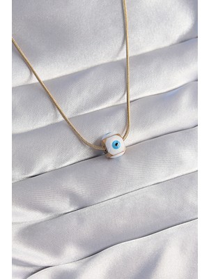 Vice Avm 316L Çelik Gold Renk Mineli Nazar Model Kolye  TG-VİCE8757 TG-V 2803