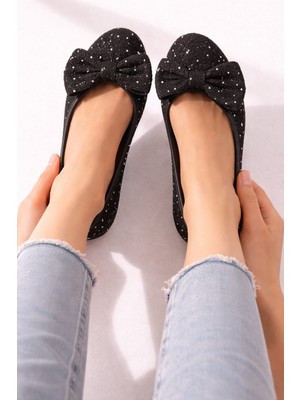 Slipcat Kadın Simli Taşlı Fiyonklu Babet Ayakkabı – Rahat, Şık, Günlük Kullanım