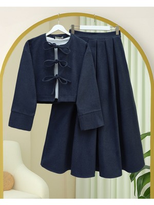Moda Morfo Önü Bağcıklı Etekli Kaşe Takım -Laci