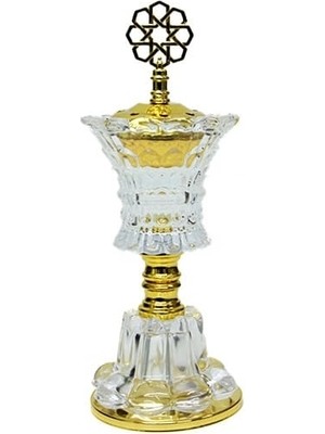 Efe Avm Buhurdanlık Cam Altın Dekorlu Kapak ve Ayak ( Lisinya )